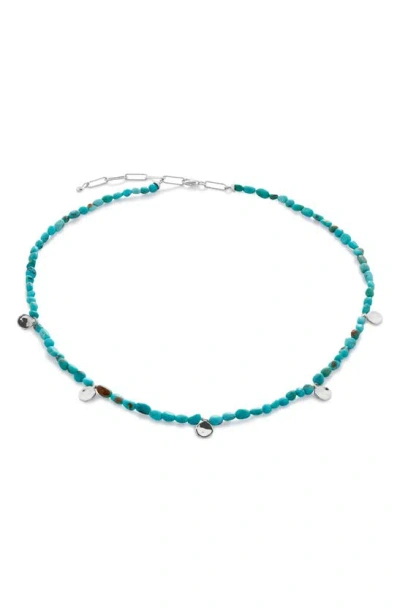 Shop Monica Vinader Rio Turquoise Beaded Necklace In Sterling Silver / Turquoise