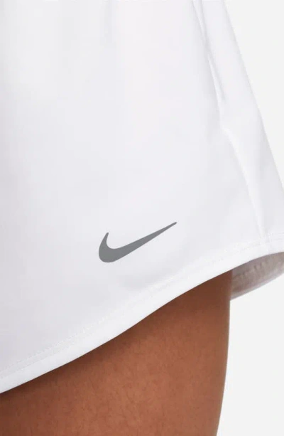 Nike Dri-fit Ultra High Waist 3-inch Brief-lined Shorts In White/ Reflective Silver