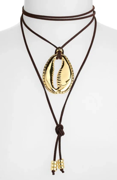 Shop Eliou Concha Wrap Necklace In Gold