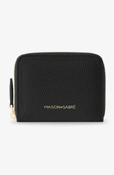 Shop Maison De Sabre Small Leather Zipped Wallet In Black Caviar