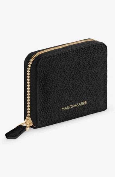 Shop Maison De Sabre Maison De Sabré Small Leather Zipped Wallet In Black Caviar