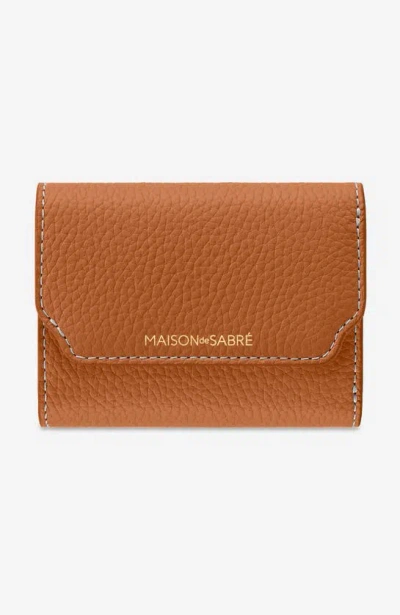 Shop Maison De Sabre Leather Trifold Wallet In Pecan Nude