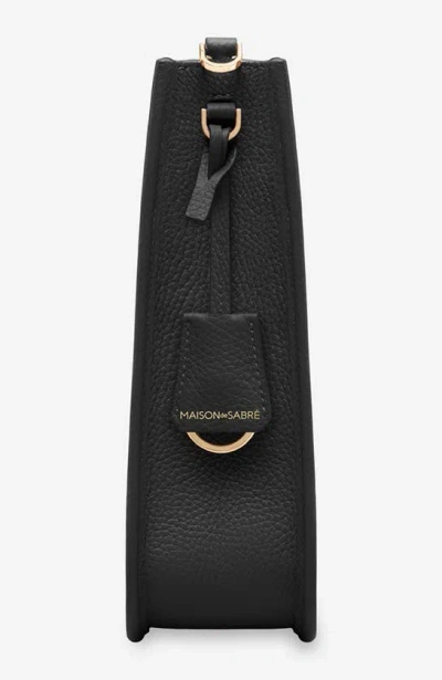Shop Maison De Sabre Leather Saddle Bag In Black Caviar