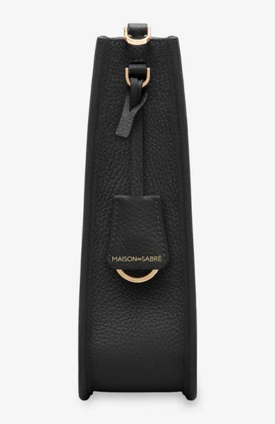 Shop Maison De Sabre Maison De Sabré Leather Saddle Bag In Black Caviar