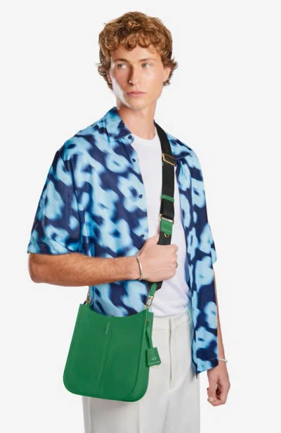 Maison De Sabre Leather Jacquard Strap Saddle Bag In Green