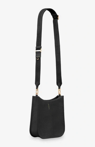 Maison De Sabre Leather Saddle Bag In Black Caviar