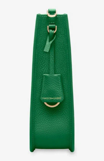 Maison De Sabre Leather Jacquard Strap Saddle Bag In Green