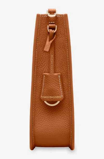 Shop Maison De Sabre Leather Saddle Bag In Pecan Brown