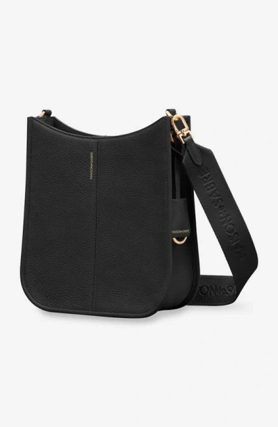 Maison De Sabre Leather Saddle Bag In Black Caviar