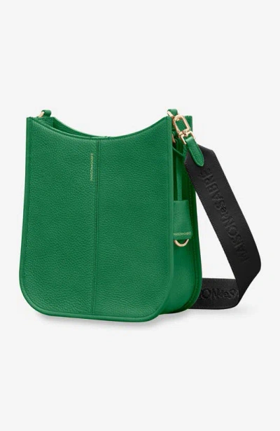 Maison De Sabre Leather Jacquard Strap Saddle Bag In Green