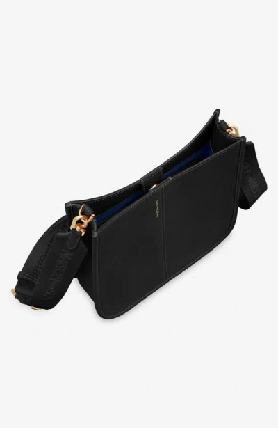 Shop Maison De Sabre Leather Saddle Bag In Black Caviar