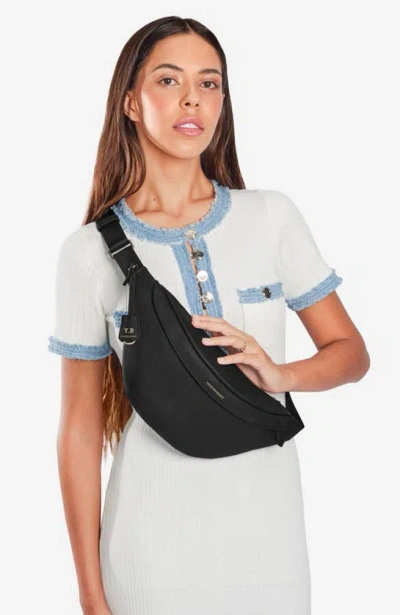 Maison De Sabre Large Leather Sling Bag In Black Caviar