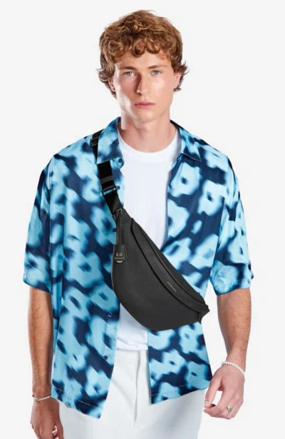 Maison De Sabre Large Leather Sling Bag In Black Caviar