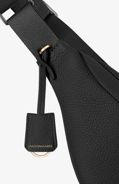 Maison De Sabre Large Leather Sling Bag In Black Caviar