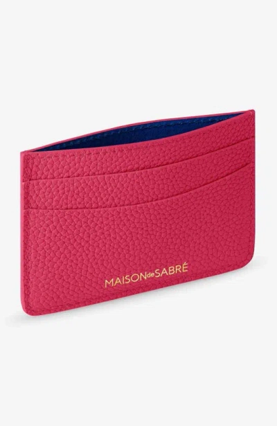 Shop Maison De Sabre Leather Card Holder In Shibuya Fuchsia