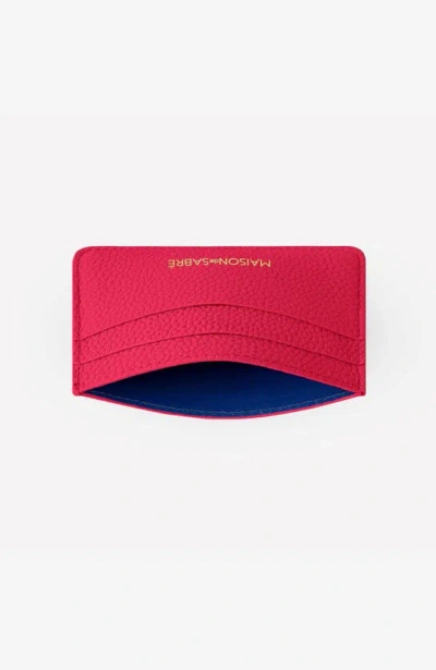 Shop Maison De Sabre Leather Card Holder In Shibuya Fuchsia