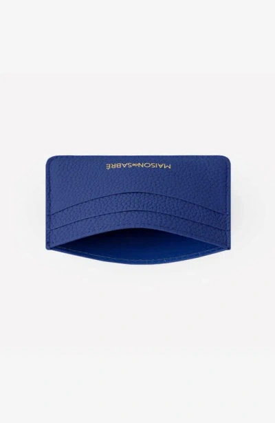 Shop Maison De Sabre Leather Card Holder In Lapis Blue