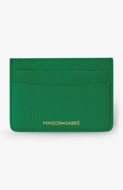 Shop Maison De Sabre Leather Card Holder In Emerald Green