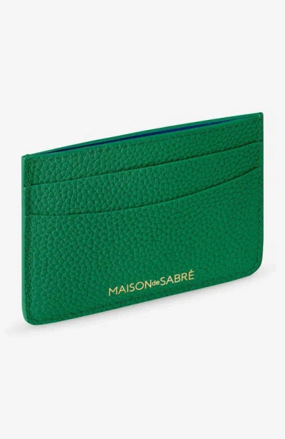 Shop Maison De Sabre Leather Card Holder In Emerald Green