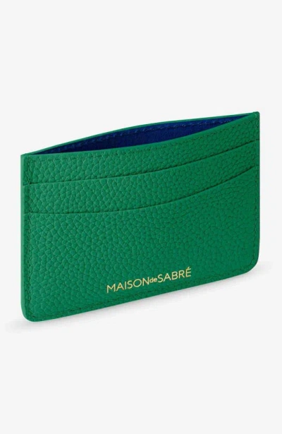 Shop Maison De Sabre Leather Card Holder In Emerald Green