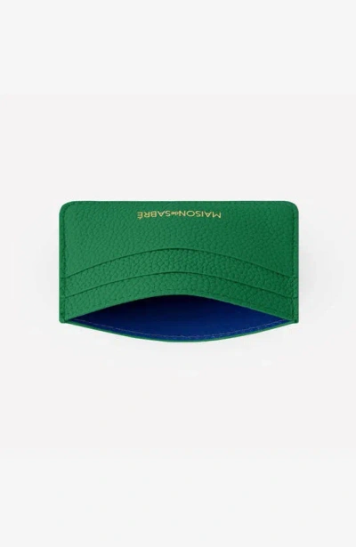 Shop Maison De Sabre Leather Card Holder In Emerald Green