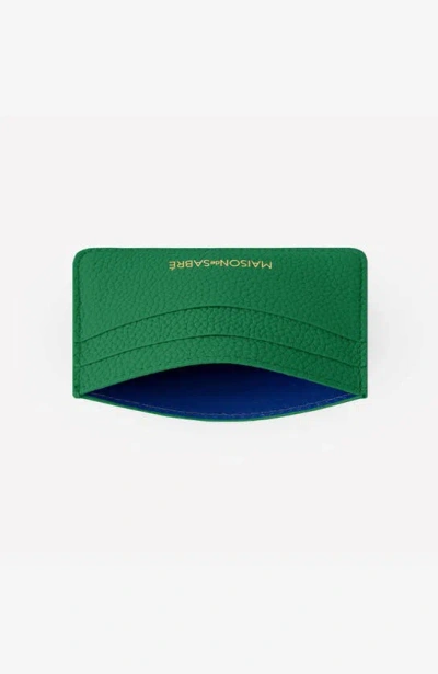 Maison De Sabre Leather Card Holder In Emerald Green