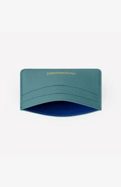 Shop Maison De Sabre Leather Card Holder In Bondi Blue