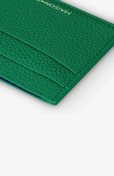 Shop Maison De Sabre Leather Card Holder In Emerald Green