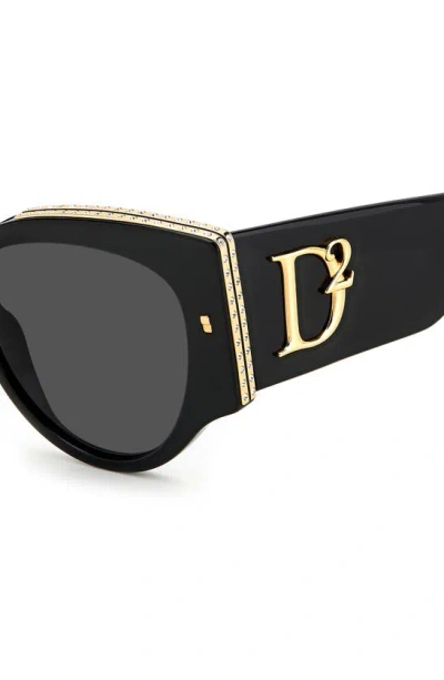 Shop Dsquared2 54mm Cat Eye Sunglasses In Black Gold/ Grey