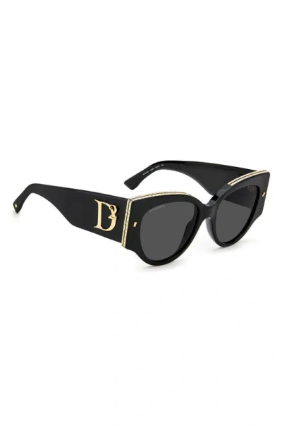 Shop Dsquared2 54mm Cat Eye Sunglasses In Black Gold/ Grey