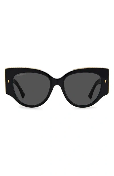 Shop Dsquared2 54mm Cat Eye Sunglasses In Black Gold/ Grey