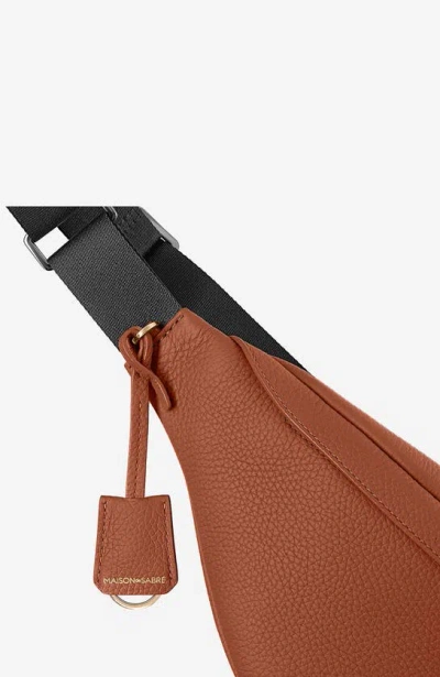 Shop Maison De Sabre Leather Sling Bag In Pecan Brown