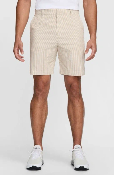 Shop Nike Dri-fit Tour Seersucker Golf Shorts In Hemp/ Pure/ White