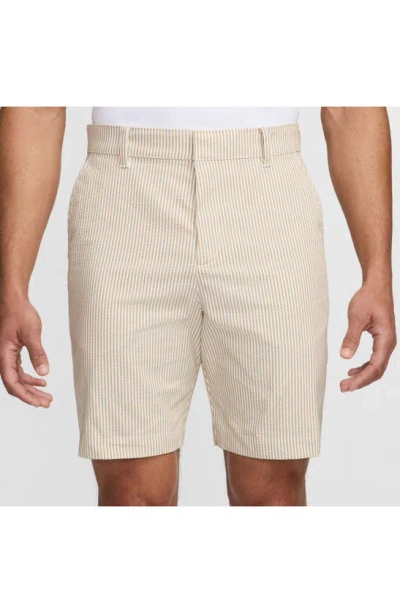 Shop Nike Dri-fit Tour Seersucker Golf Shorts In Hemp/ Pure/ White
