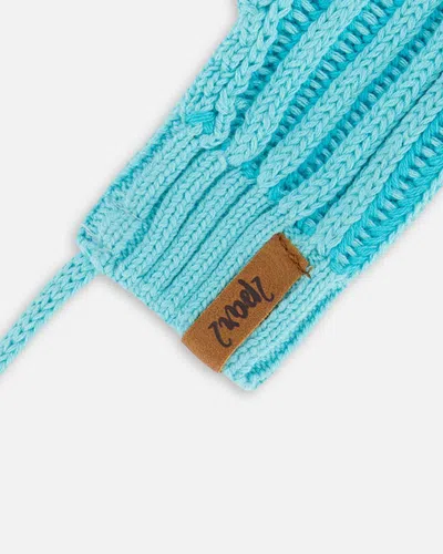 Shop Deux Par Deux Baby Unisex Knit Mittens With Cord Turquoise