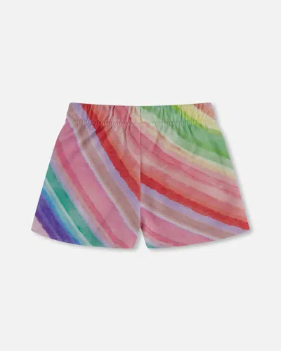 Shop Deux Par Deux Girl's French Terry Short Rainbow Stripe