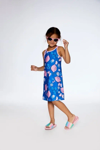 Shop Deux Par Deux Little Girl's Beach Dress Royal Blue Printed Pink Lemon
