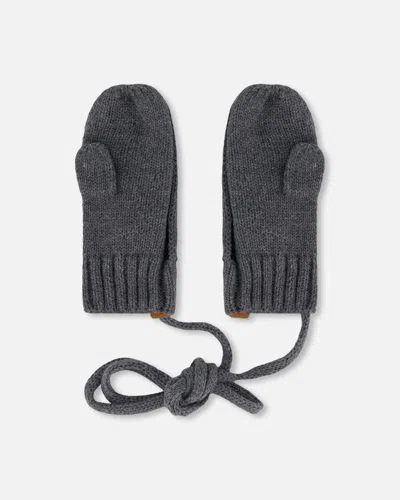 Shop Deux Par Deux Baby Unisex Knit Mittens With Cord Black