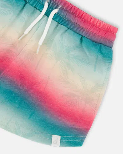 Shop Deux Par Deux Girl's French Terry Short Printed Tie Dye Waves