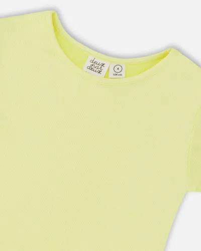 Shop Deux Par Deux Girl's Bright Shiny Rib T-shirt Lime