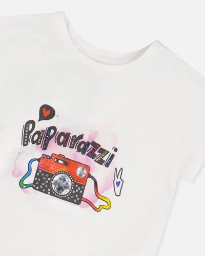 Shop Deux Par Deux Little Girl's Organic Cotton T-shirt With Knot White