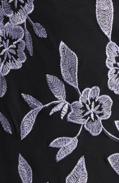 Shop Alex Evenings Floral Embroidered Cocktail Dress In Black/ Lavender