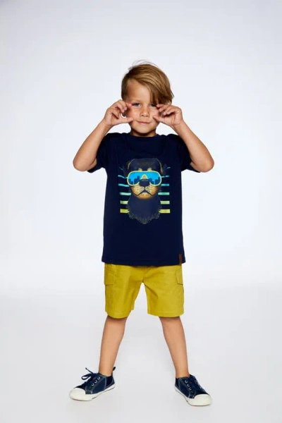 Shop Deux Par Deux Boy's T-shirt With Print Navy