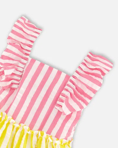 Shop Deux Par Deux Little Girl's Striped Seersucker Dress Bubble Gum Pink In Bubble Gum Pink Stripe