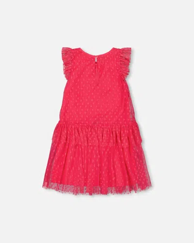 Shop Deux Par Deux Little Girl's Heart Mesh Jacquard Dress Hot Pink