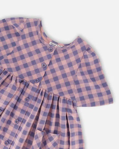 Shop Deux Par Deux Girl's Button Front Dress With Pockets Plaid Pink And Blue