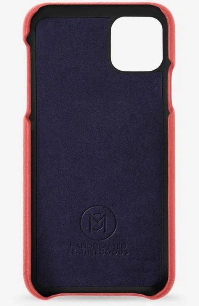 Shop Maison De Sabre Leather Phone Case In Coral Pink