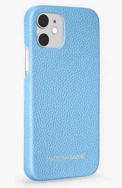 Shop Maison De Sabre Leather Phone Case In Sky Blue