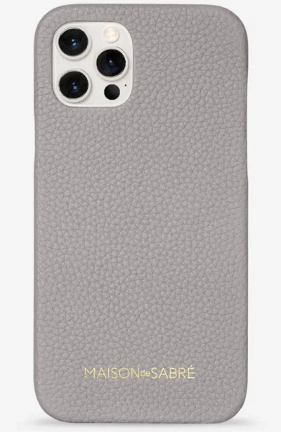 Shop Maison De Sabre Leather Phone Case In Mercury Grey