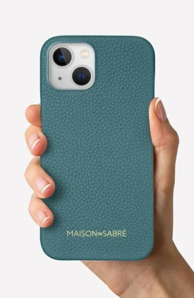 Shop Maison De Sabre Leather Phone Case In Bondi Blue